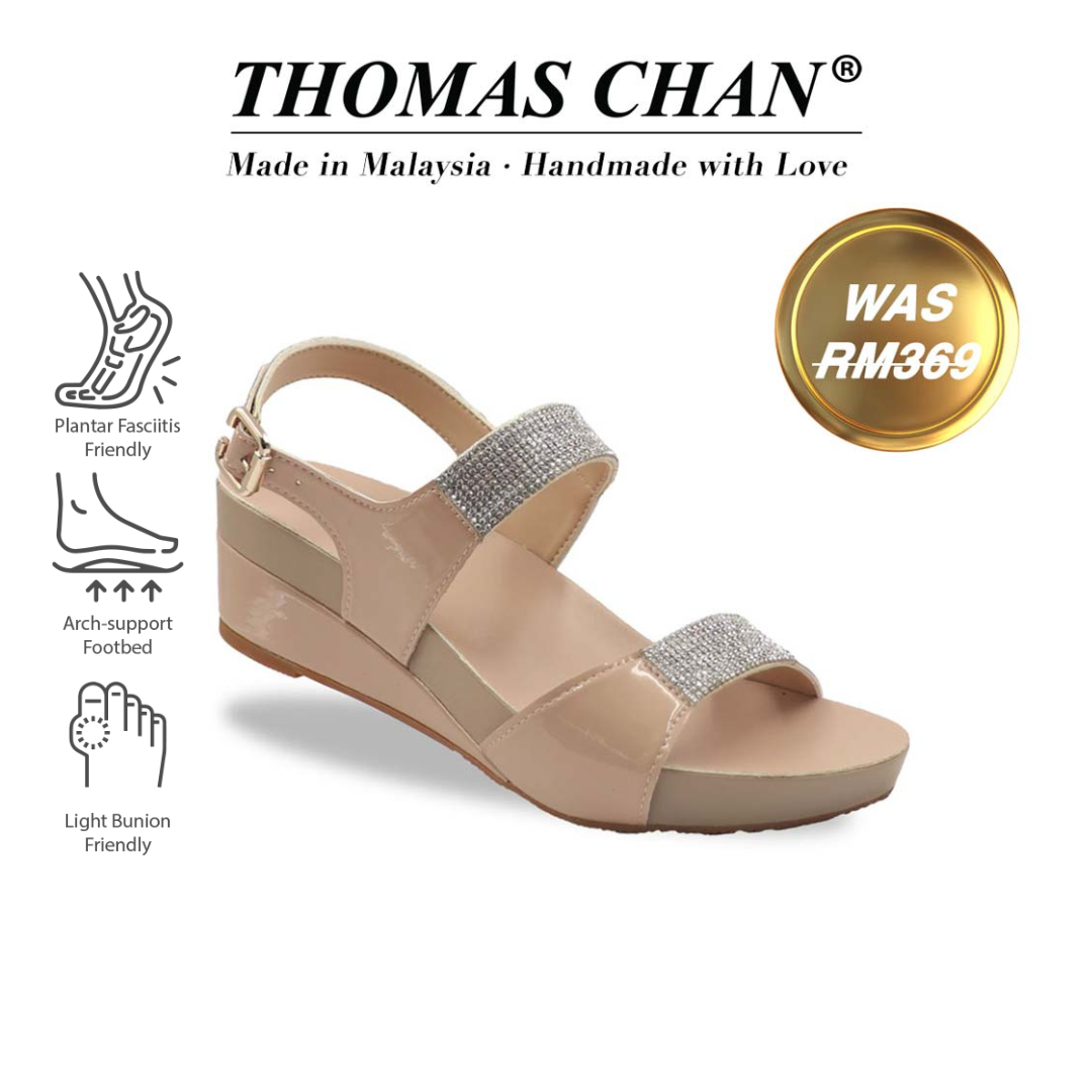 Diamond Strappy Slingback Low Wedges 2" inch [Arch-legance Series]