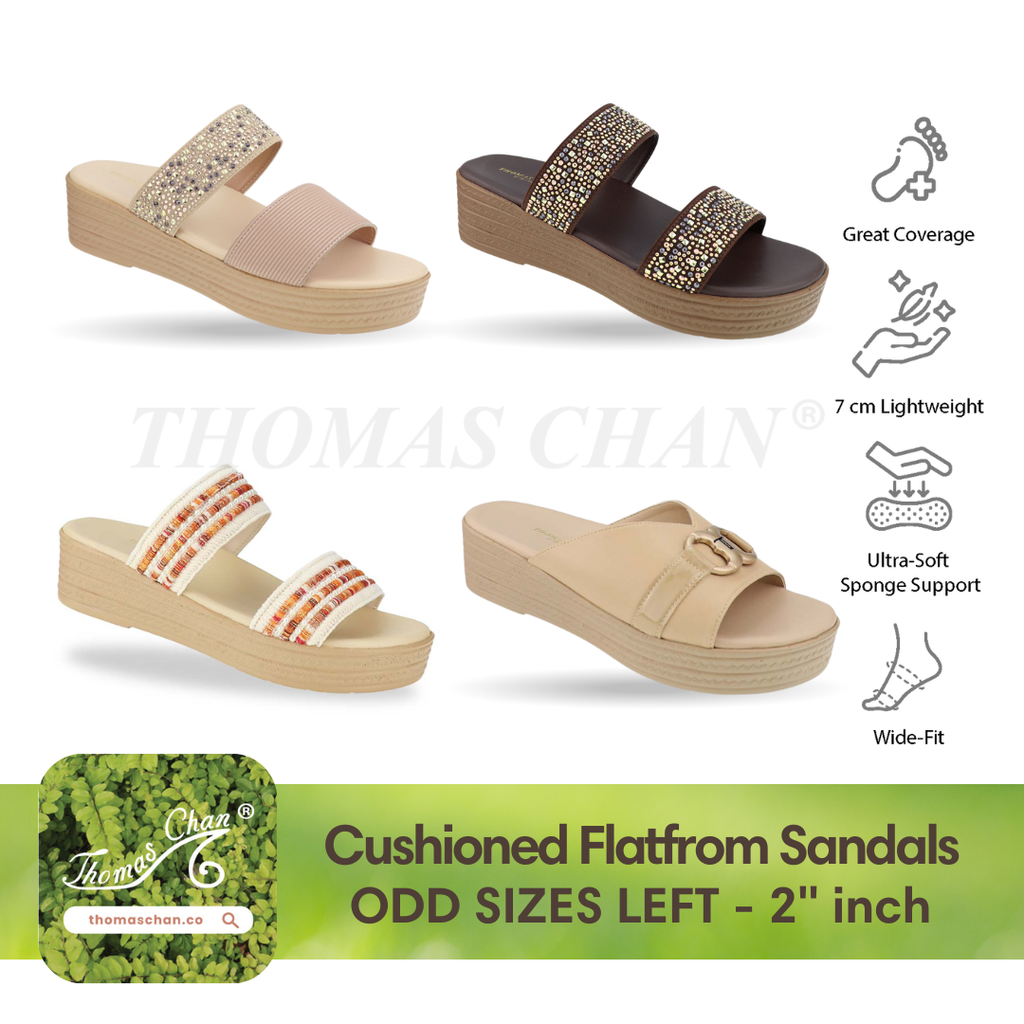 [ODD SIZES LEFT] Women Cushioned Wide-Fit Flatform Lightweight Sandals 2” inch [ODD SIZES LEFT]
