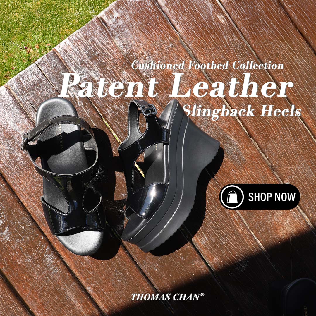 [Add to Cart RM199] Patent Leather Slingback Heels 4"inch [Cushioned Footbed Series]