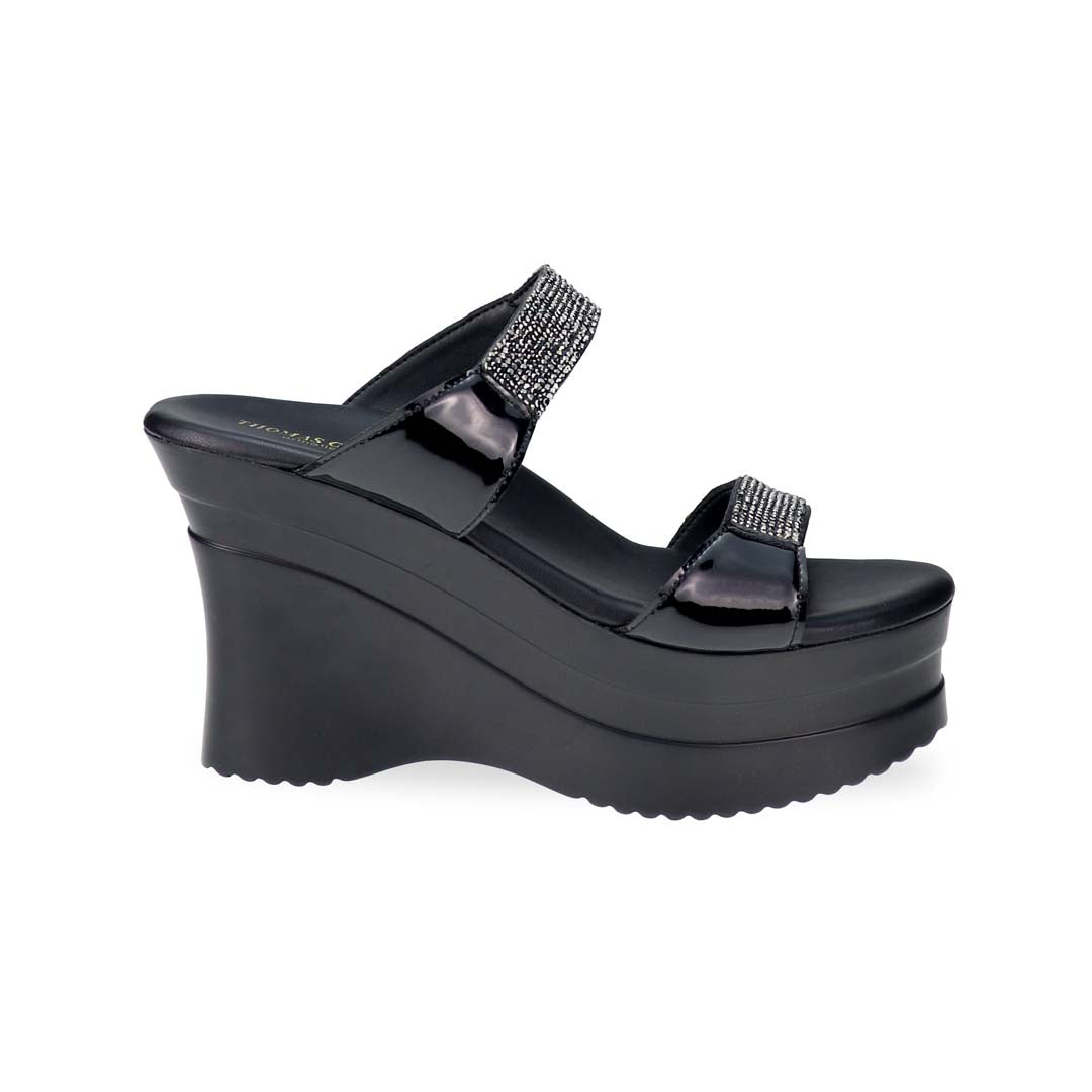A sleek side-angle shot of Thomas Chan’s Multi-Row Diamond Heels, showcasing the 4-inch heel height, elegant multi-row diamond straps, and cushioned footbed for lasting comfort.