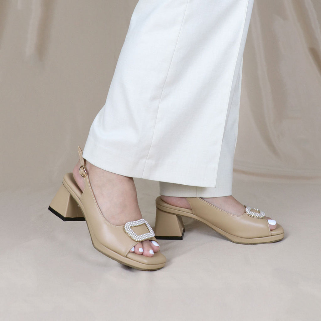 Spring Evening Open-Toe Trapezoid Heels 2" inch [Dinner Series]