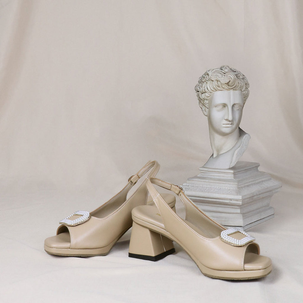 Spring Evening Open-Toe Trapezoid Heels 2" inch [Dinner Series]