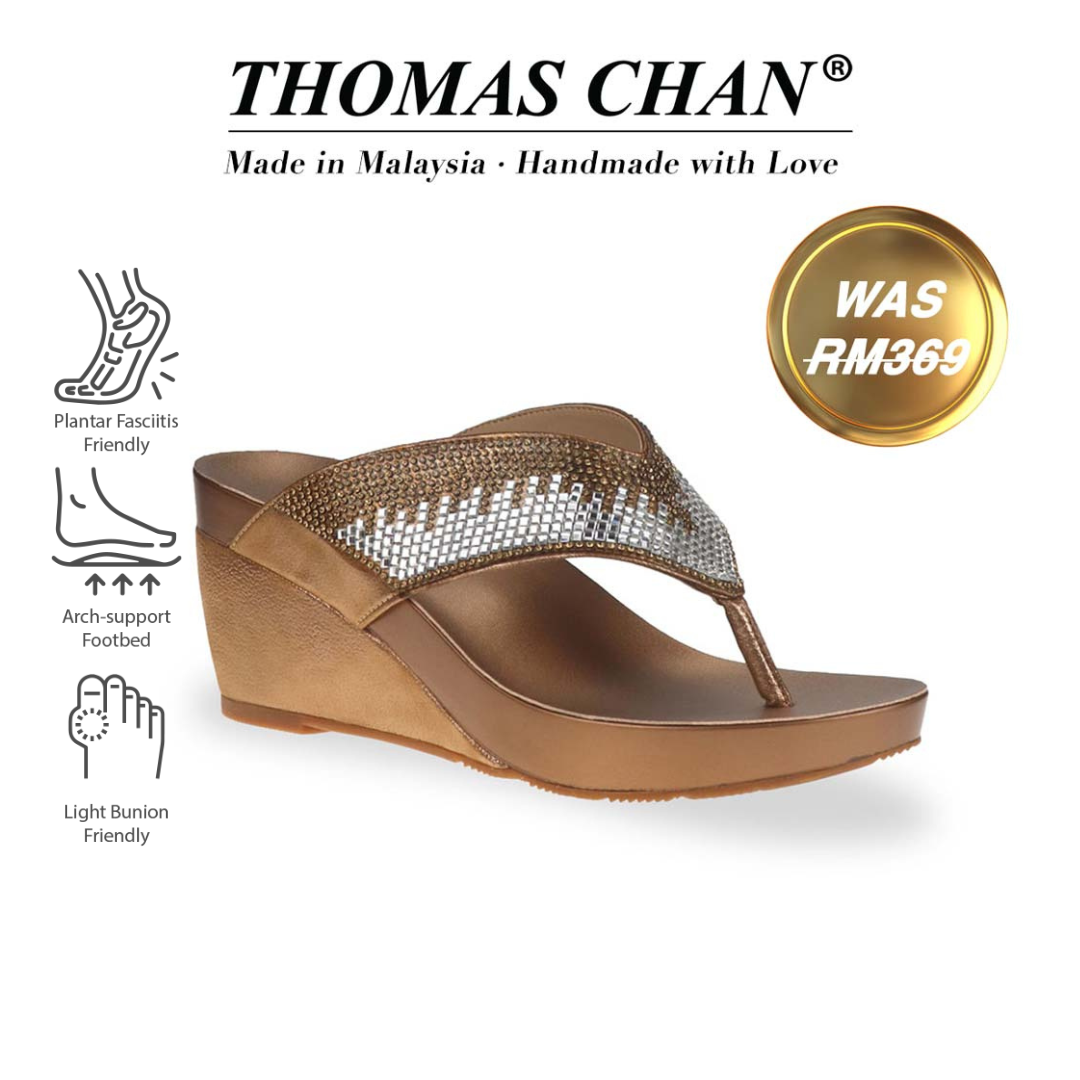 Suede Rhinestone Wedge Flip Flops 3" inch [Arch-legance Series][ODD SIZES LEFT for Bronze & Silver]