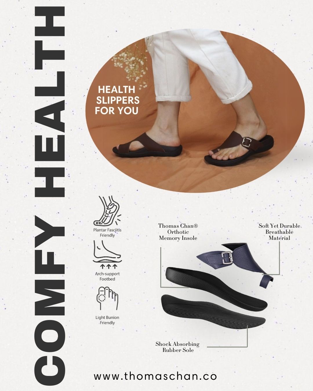 Bunion-Friendly Toe-Strap Flat Sandals [Comfy Health Series][ODD SIZES LEFT]