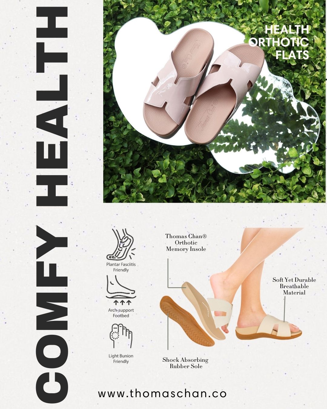 [BEST SELLER] Extra Comfort H-Strap Flats [Comfy Health Series]