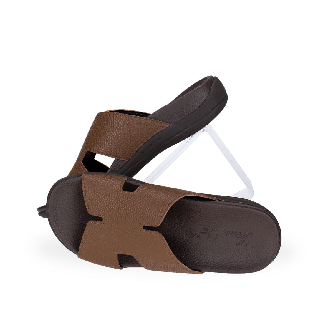 Full view of Thomas Chan Extra Comfort H-Strap Flats in light brown color, featuring built-in insoles for excellent arch support