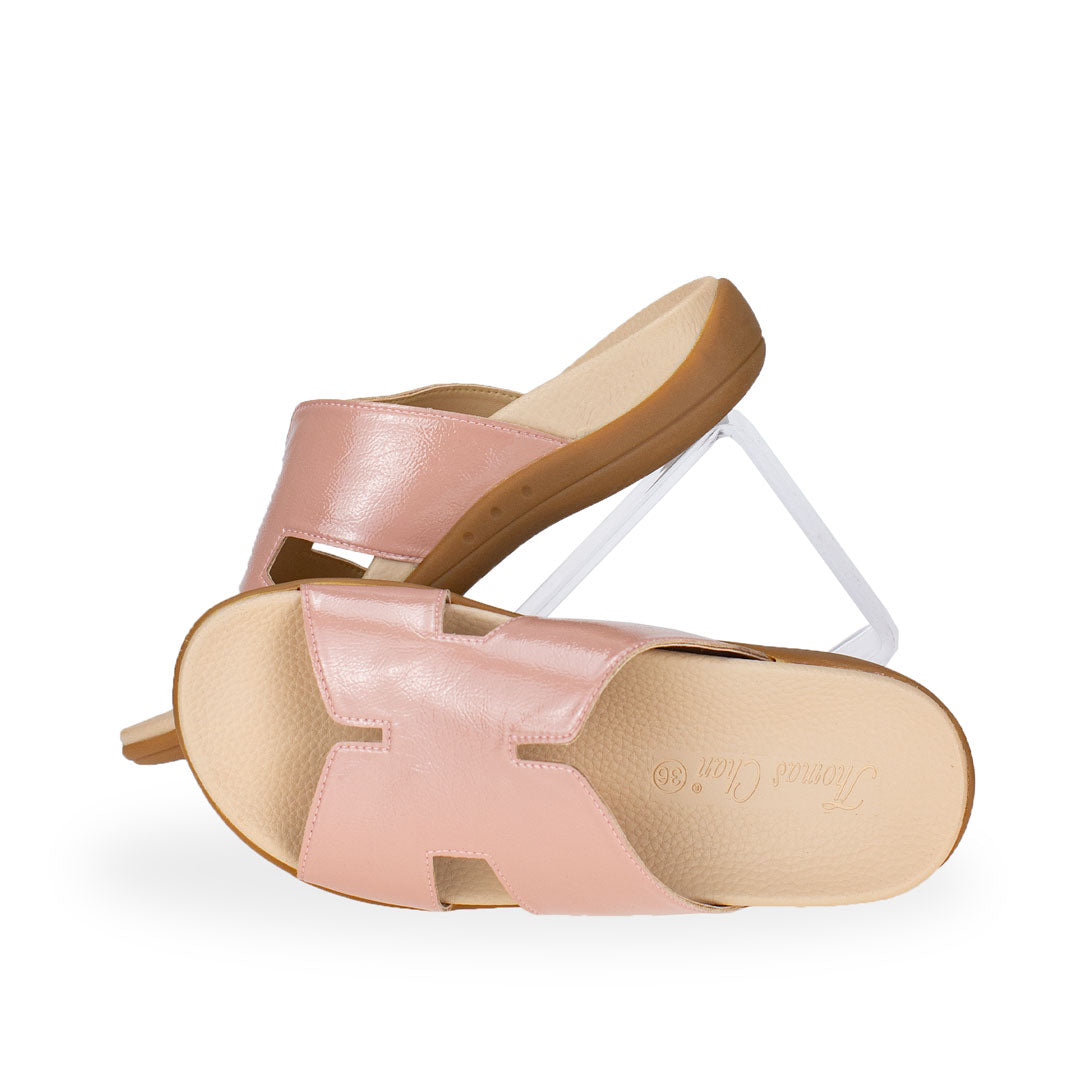 Full view of Thomas Chan Extra Comfort H-Strap Flats in pink colour, featuring with in-built insoles for excellent arch support