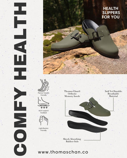 [Wide-Fit] Closed Toe Buckle Clog Sandals [Comfy Health Series]