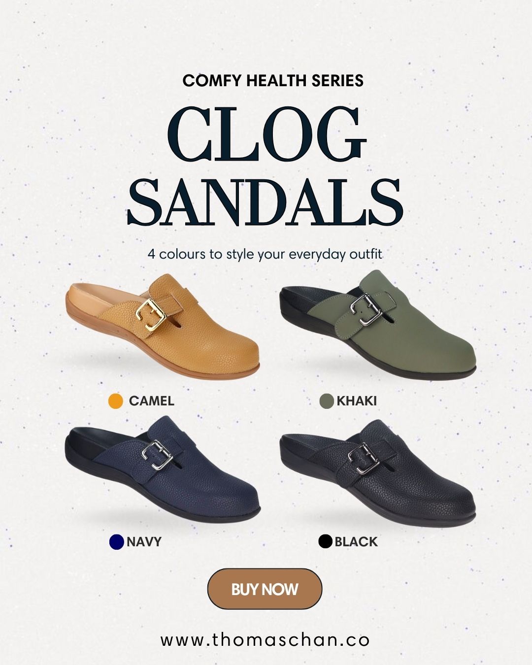 [Wide-Fit] Closed Toe Buckle Clog Sandals [Comfy Health Series]