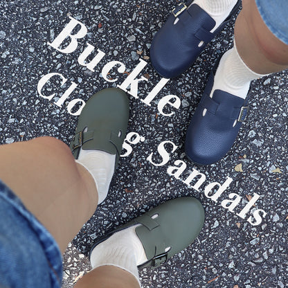 [Wide-Fit] Closed Toe Buckle Clog Sandals [Comfy Health Series]