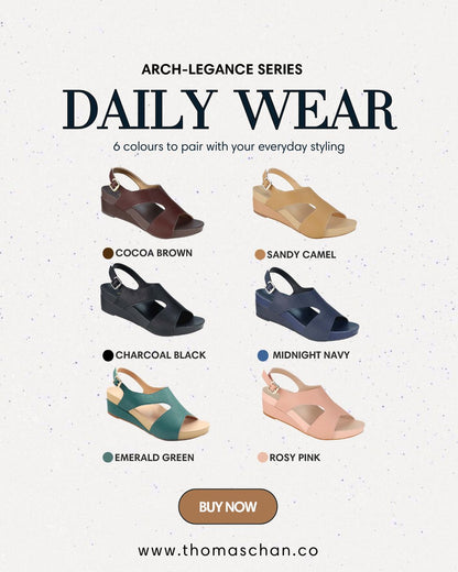 Daily Wear Slingback Low Wedges 2" inch [Arch-legance Series]