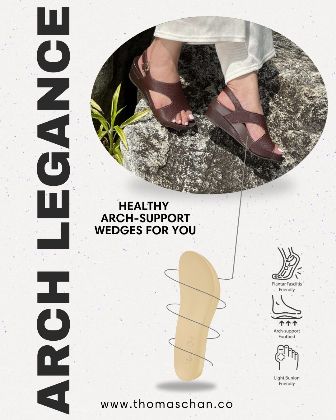 Daily Wear Slingback Low Wedges 2" inch [Arch-legance Series]