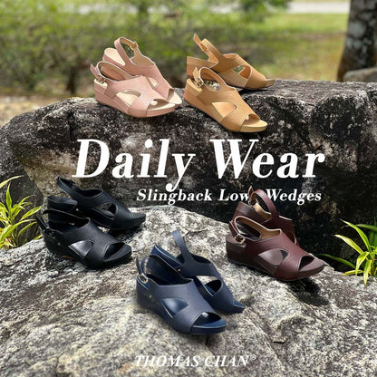 Daily Wear Slingback Low Wedges 2" inch [Arch-legance Series]