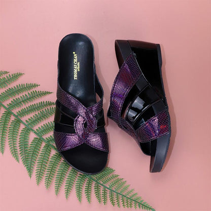 Triple Straps Snake-Effect Wedges 3" inch [Arch-legance Series]