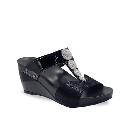 Diamond Mixed Leather High Wedges 3" inch [Arch-legance Series][ODD SIZES LEFT]