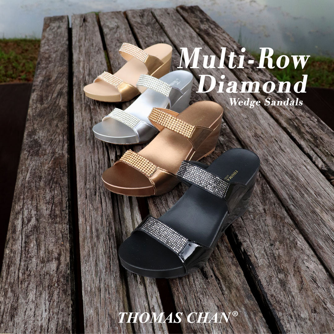 Multi-Row Diamond Wedge Sandals 3" inch [Arch-legance Series]