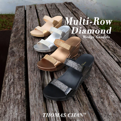 Multi-Row Diamond Wedge Sandals 3" inch [Arch-legance Series]