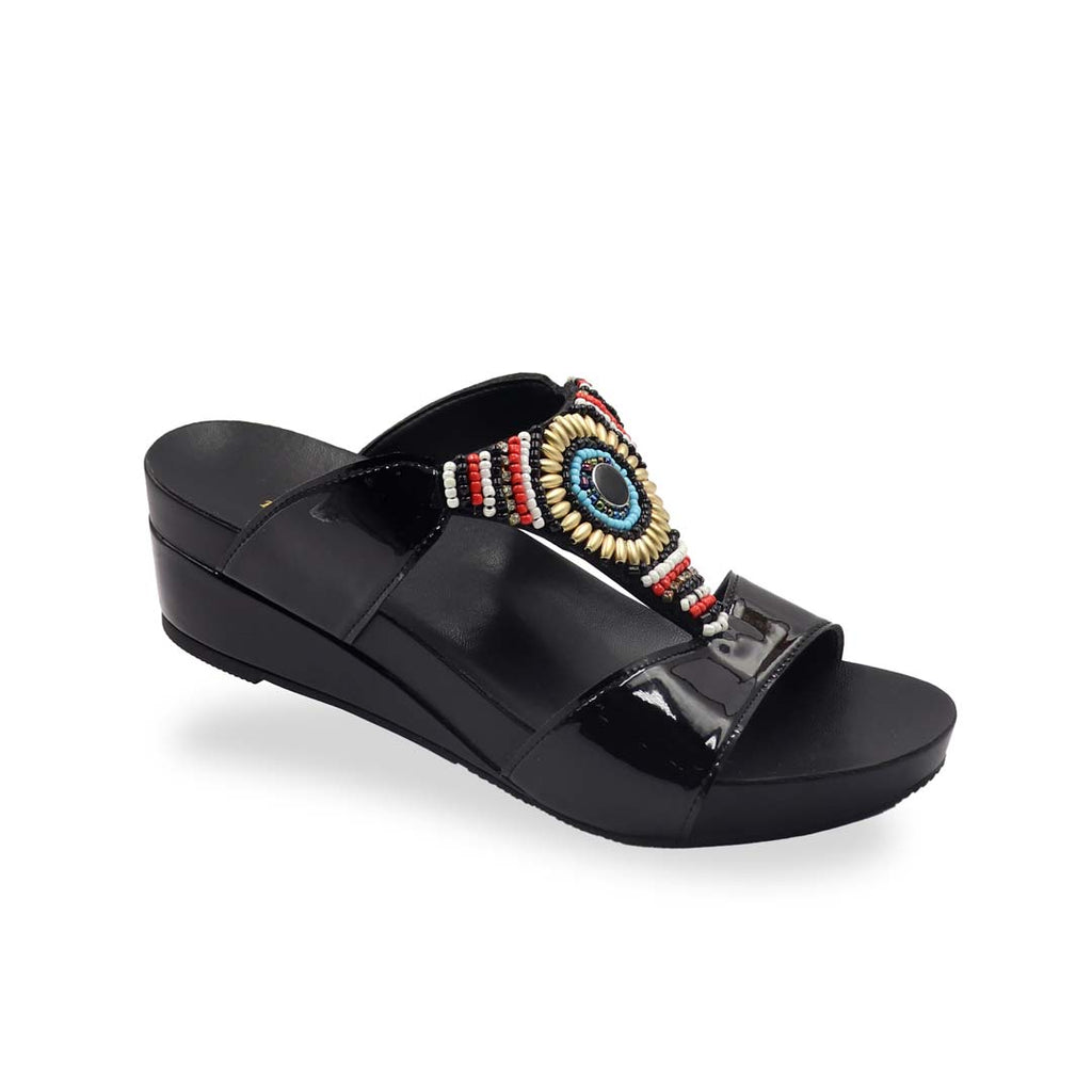 Boho Beaded Comfy Low Wedges 2" inch [Arch-legance Series][ODD SIZE LEFT]