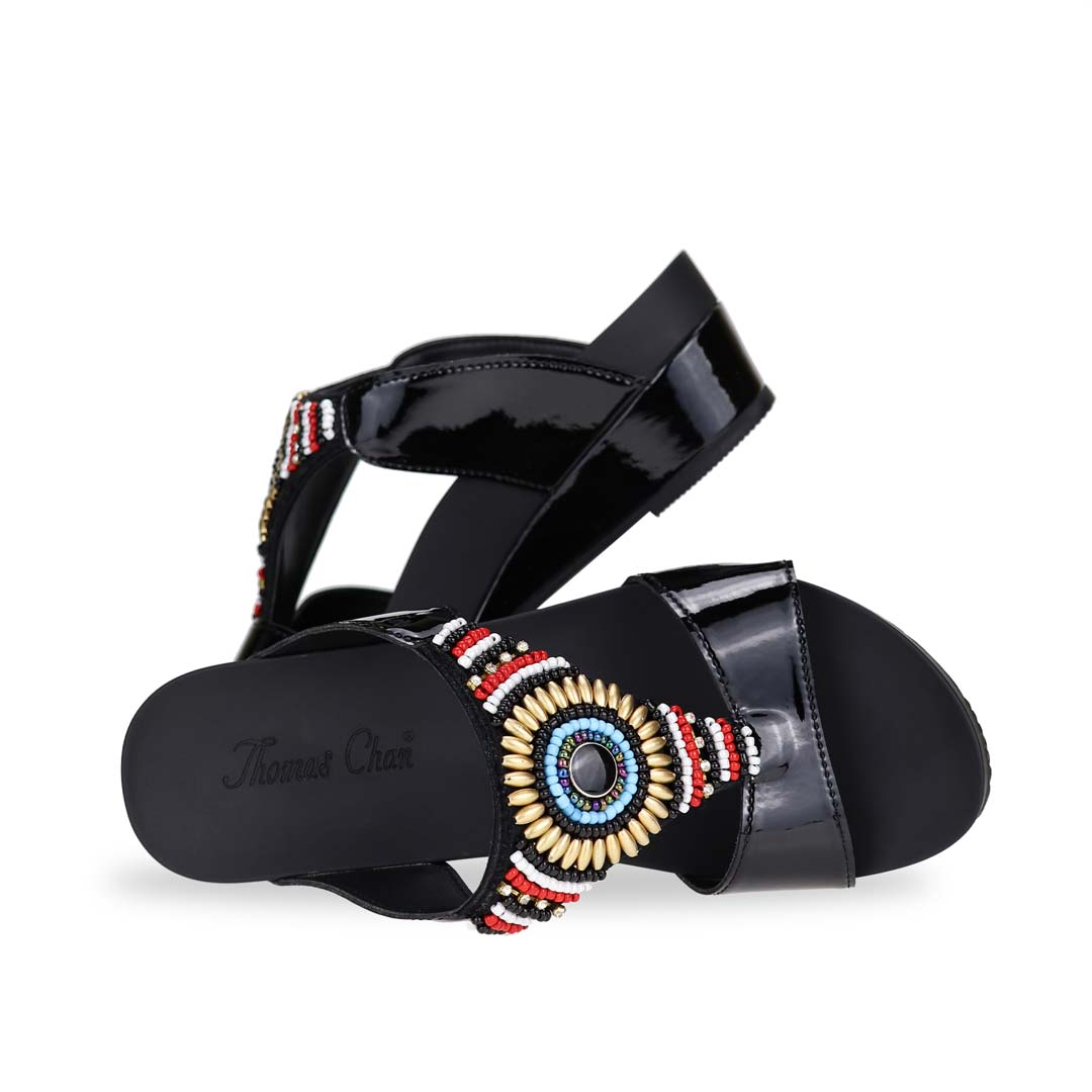 Boho Beaded Comfy Low Wedges 2" inch [Arch-legance Series][ODD SIZE LEFT]