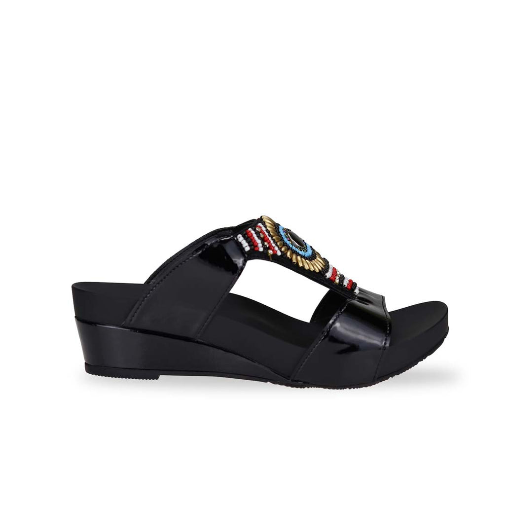 Boho Beaded Comfy Low Wedges 2" inch [Arch-legance Series][ODD SIZE LEFT]