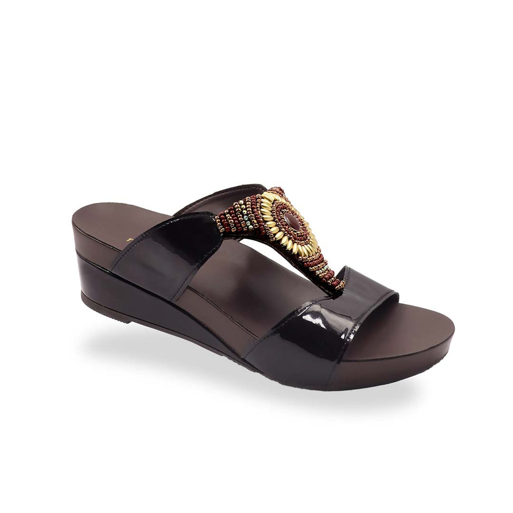 Boho Beaded Comfy Low Wedges 2" inch [Arch-legance Series][ODD SIZE LEFT]