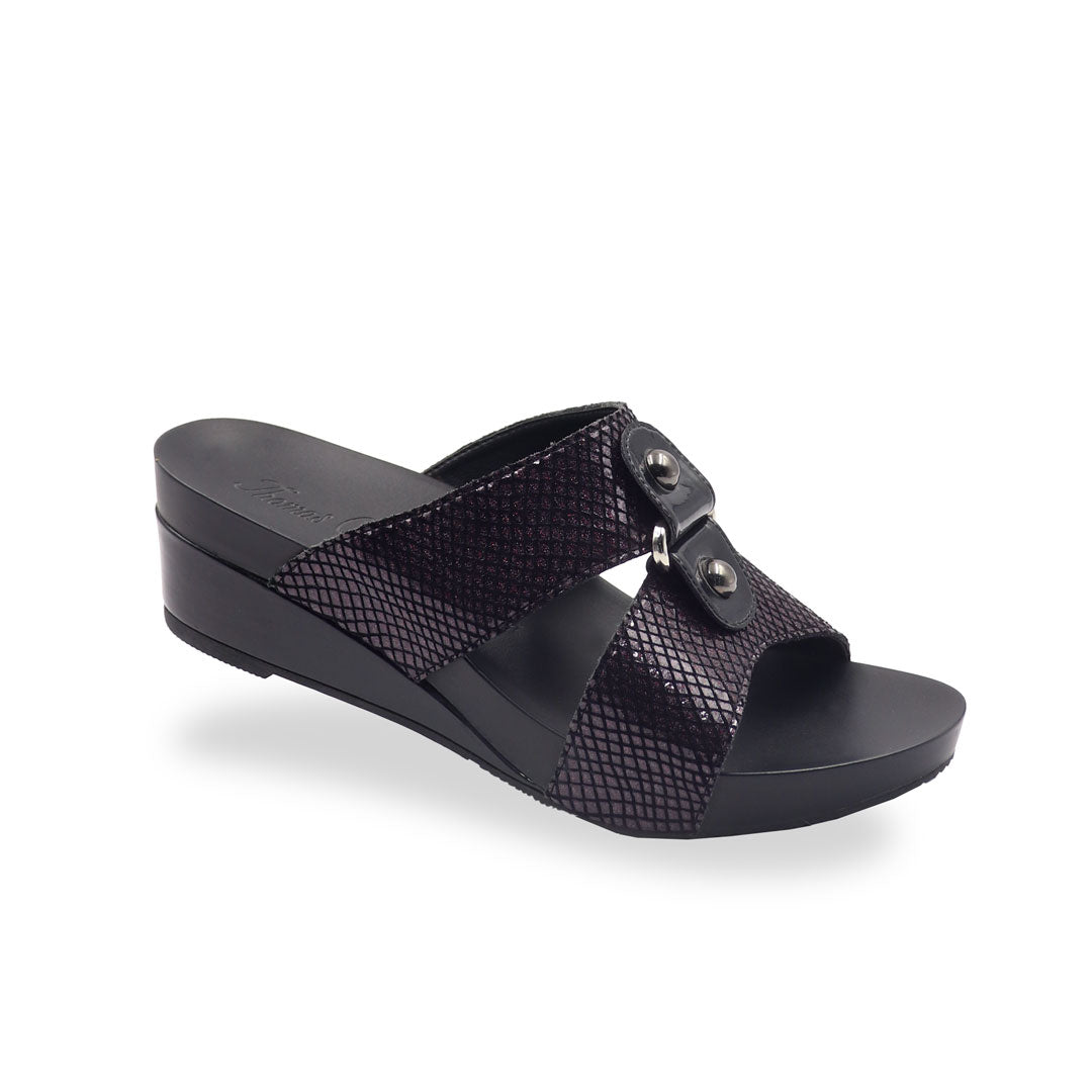 Savanna Leather Print Low Wedges 2" inch [Arch-legance Series][ODD SIZES LEFT]