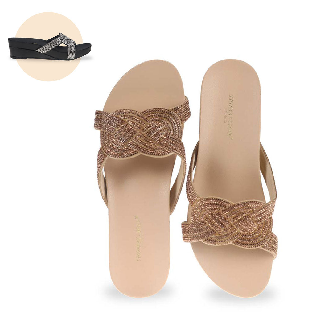 Thomas Chan Diamond Knot-Decor Slide on Sandals
