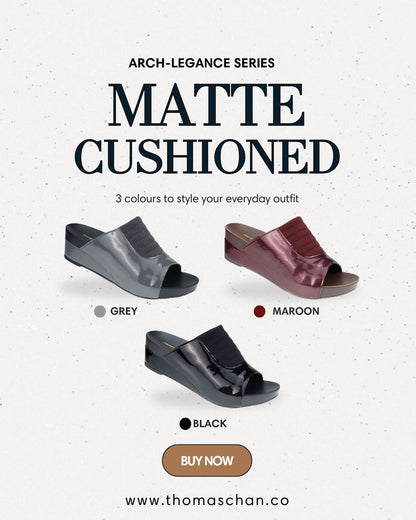 Matte Cushioned Low Wedge Sandals 2" inch [Arch-legance Series]