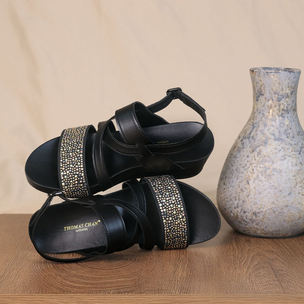 Starry Night Strappy Low Wedges 2" inch [Arch-legance Series]