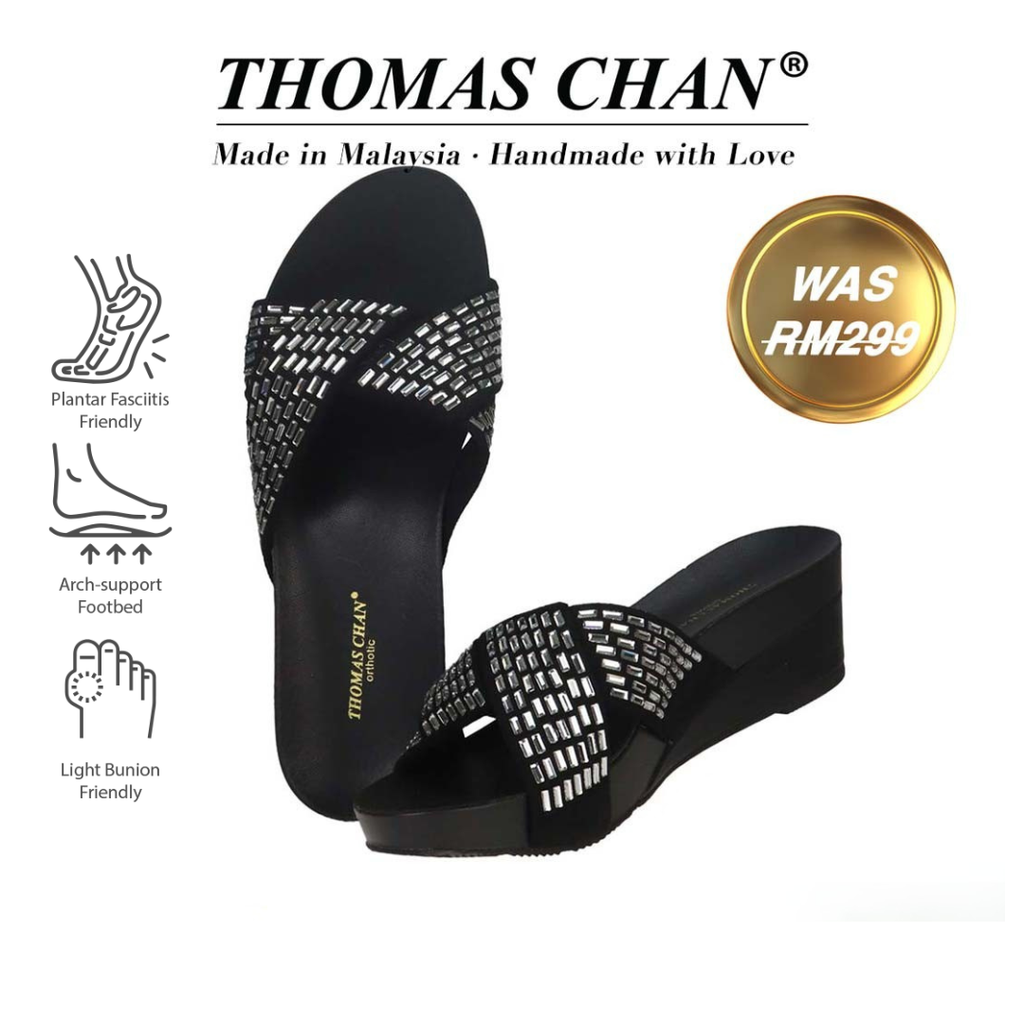 Diamond Crisscross Suede Low Wedges 2" inch [Arch-legance Series]