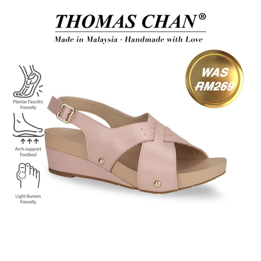 Cross Strap Slingback Low Wedge Sandals 2" inch [Arch-legance Series]