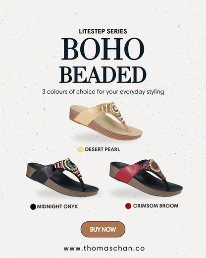 Boho Beaded Flatform Flip-Flops [LiteStep Collection]