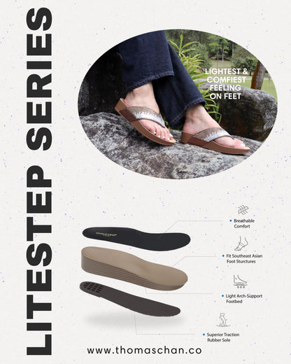 Suede Rhinestone Flip Flops [LiteStep Collection]