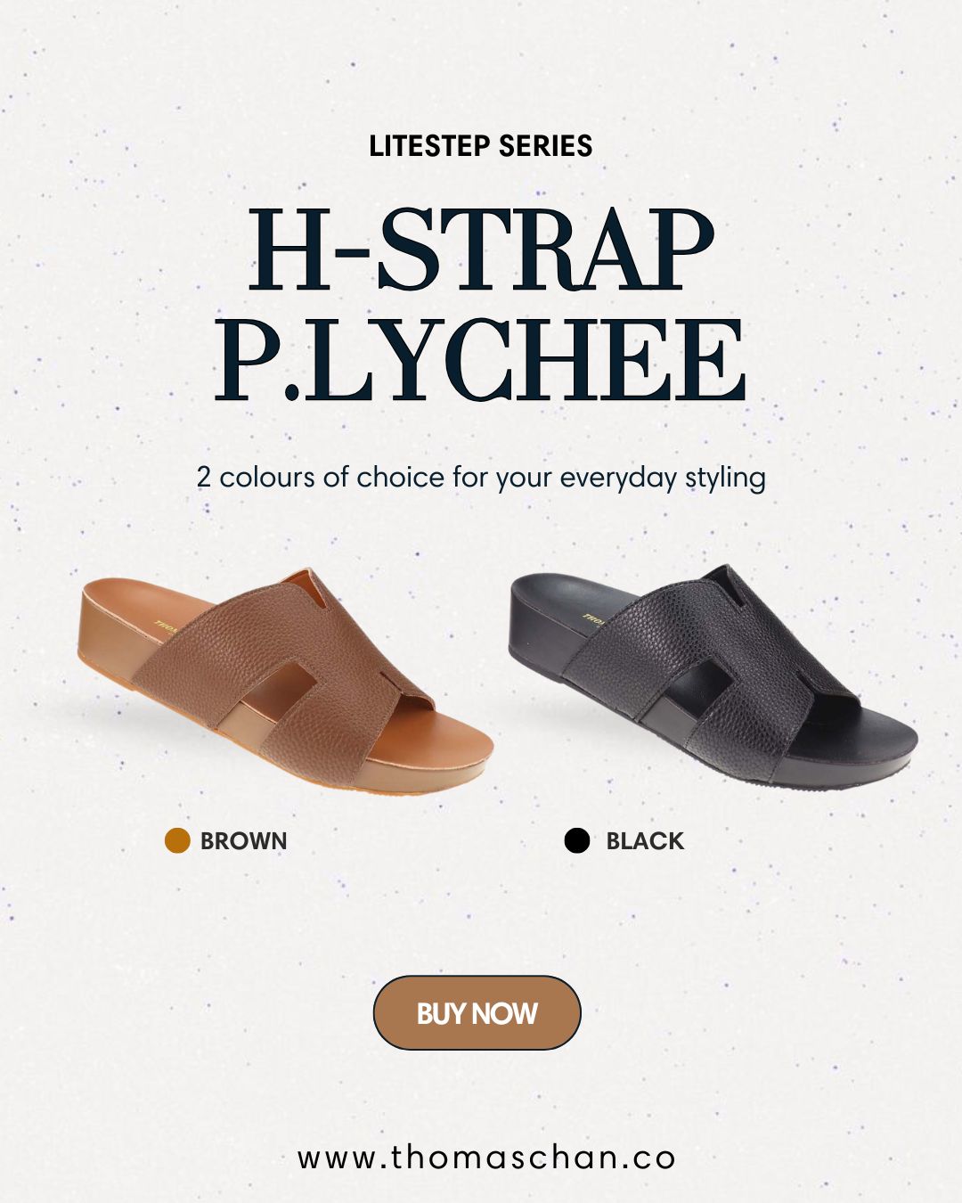 H-strap Pebble Lychee Flatform Sandals [LiteStep Collection]