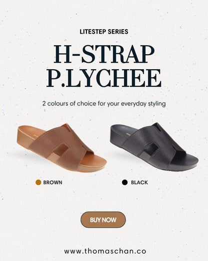 H-strap Pebble Lychee Flatform Sandals [LiteStep Collection]
