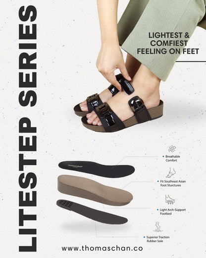 Metallic Duo-Strap Adjustable Sandals [LiteStep Collection]