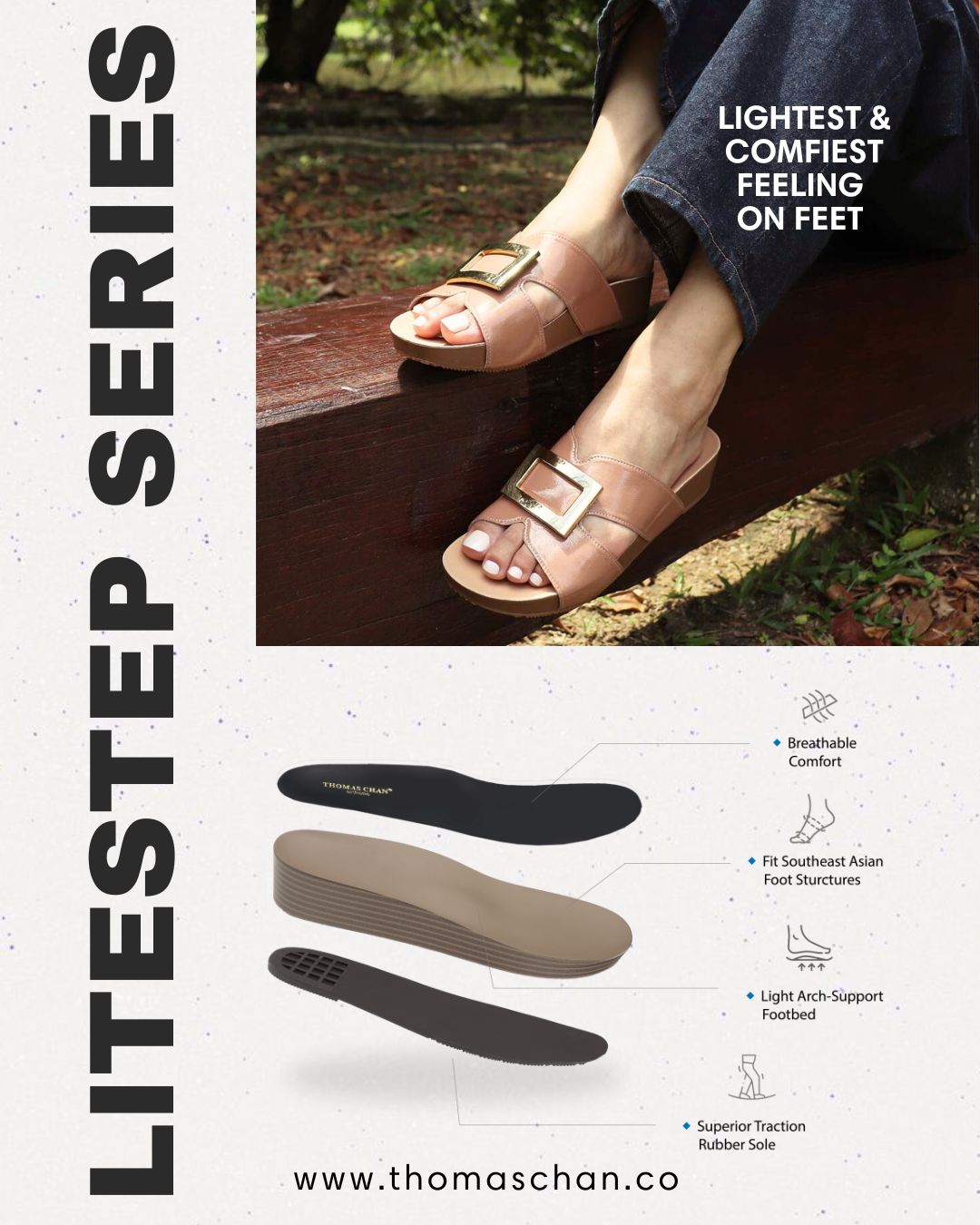 Square Buckle Flatform Sandals [LiteStep Collection]