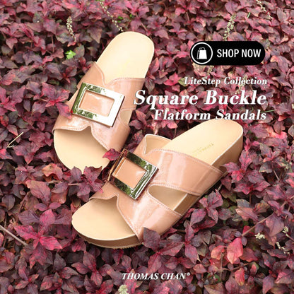 Square Buckle Flatform Sandals [LiteStep Collection]