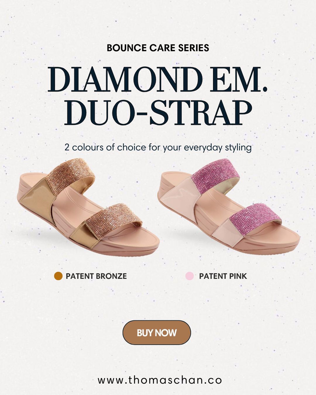Diamond Embellished Duo-Strap Sandals 1.5"inch [Bounce Care Collection]