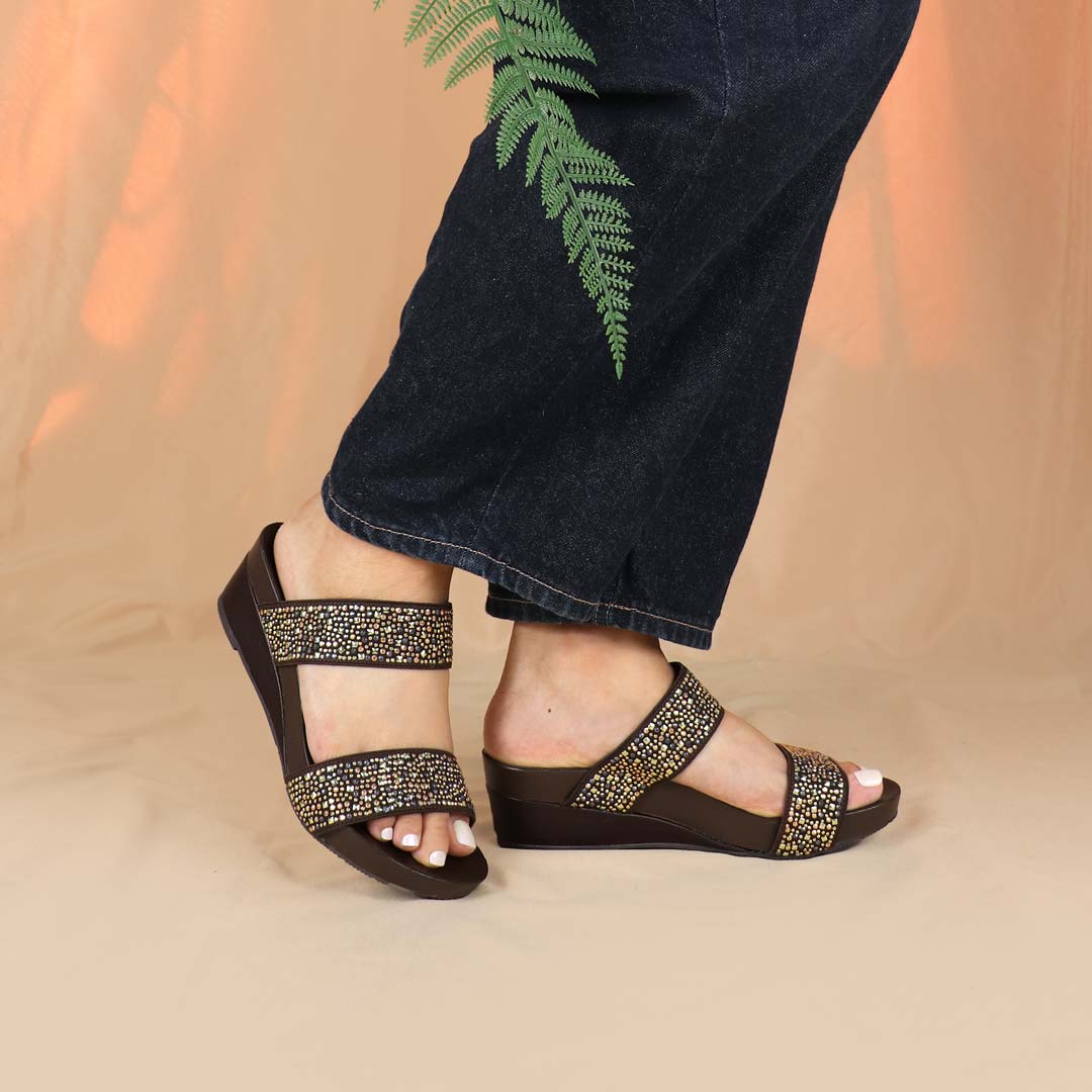 [Add to Cart RM169] Blinkies Twin Band Wedge Sandals 2" inch [Arch-legance Series]