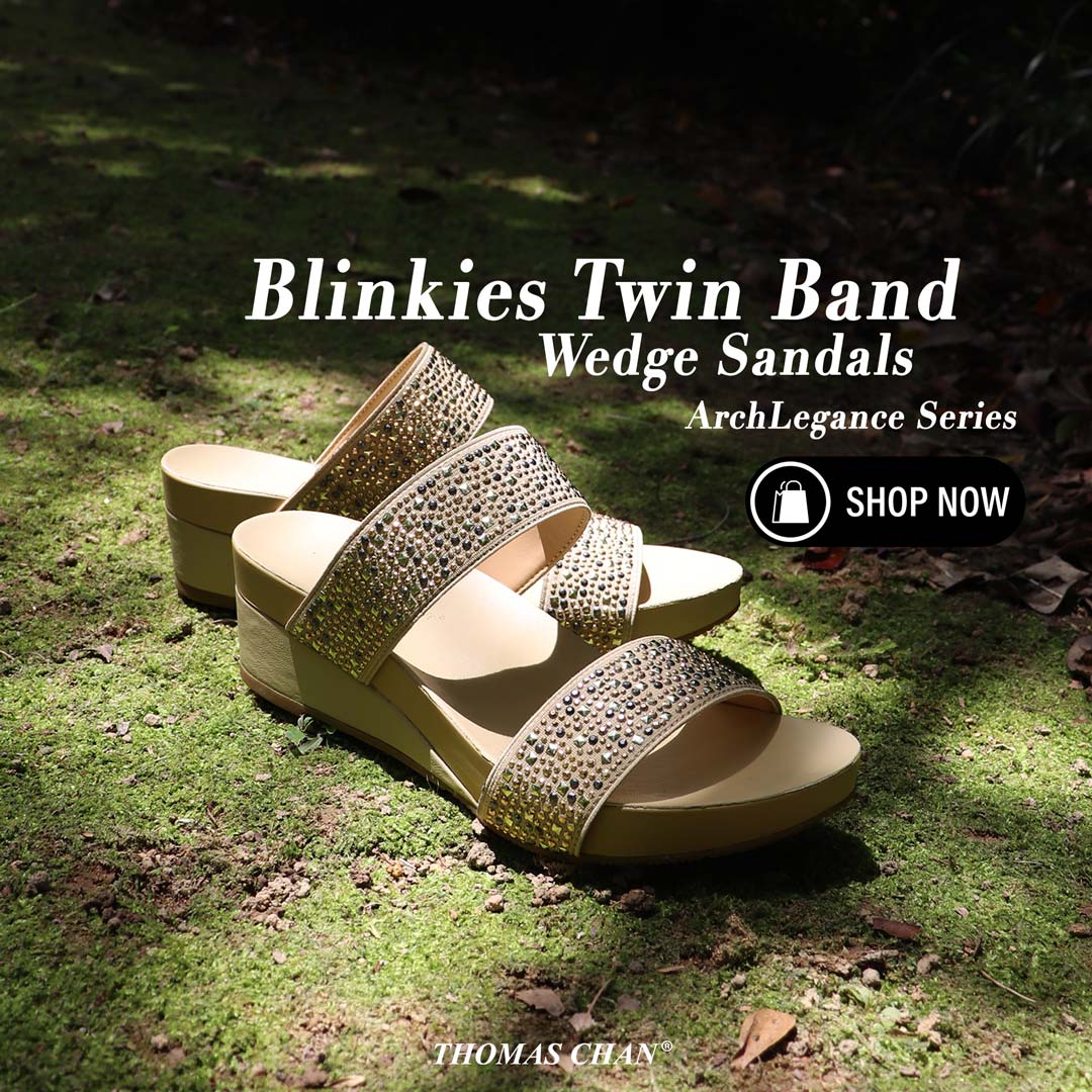 [Add to Cart RM169] Blinkies Twin Band Wedge Sandals 2" inch [Arch-legance Series]