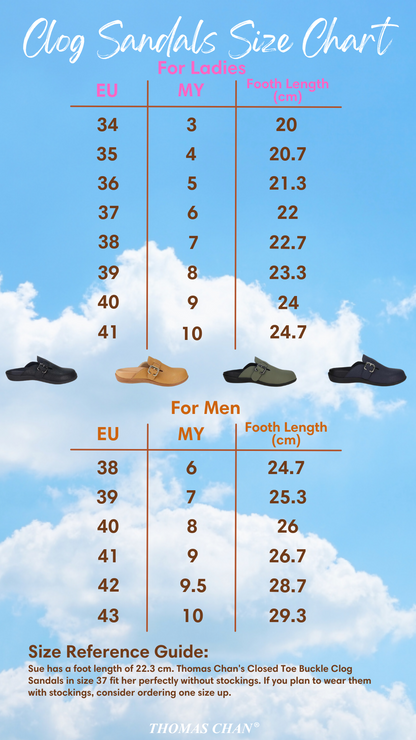 [Wide-Fit] Closed Toe Buckle Clog Sandals [Comfy Health Series]