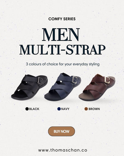 Men Multi Straps Buckle Sandals [Comfy Health Series][ODD SIZES LEFT]