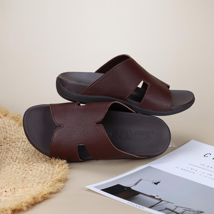 Men Classic H-Strap Leather Sandals [Comfy Health Series][ODD SIZES LEFT]