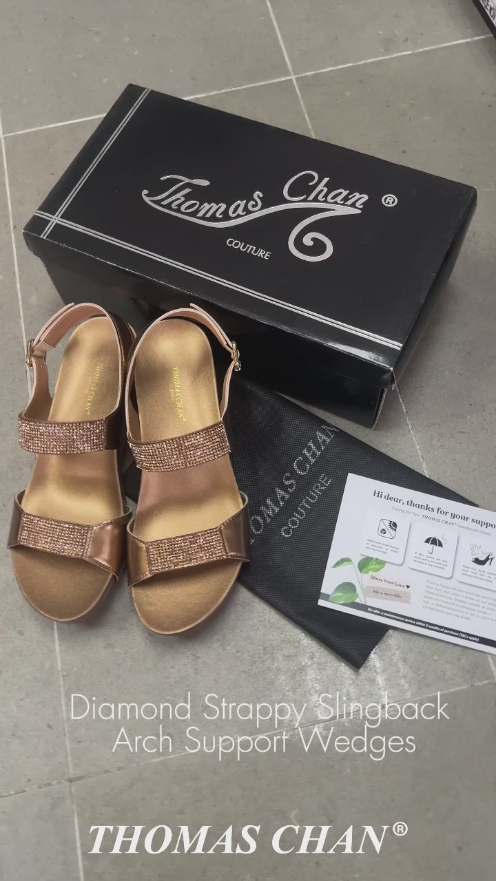 Diamond Strappy Slingback Low Wedges 2" inch [Arch-legance Series]