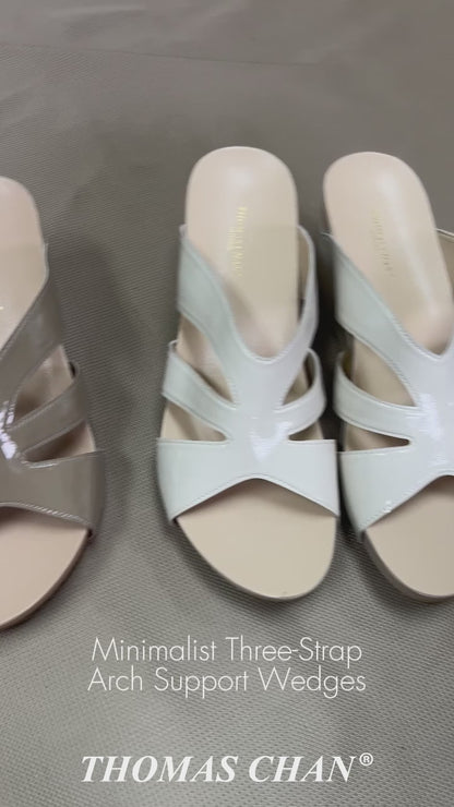 Minimalist Three-Strap High Wedges 3" inch [Arch-legance Series]